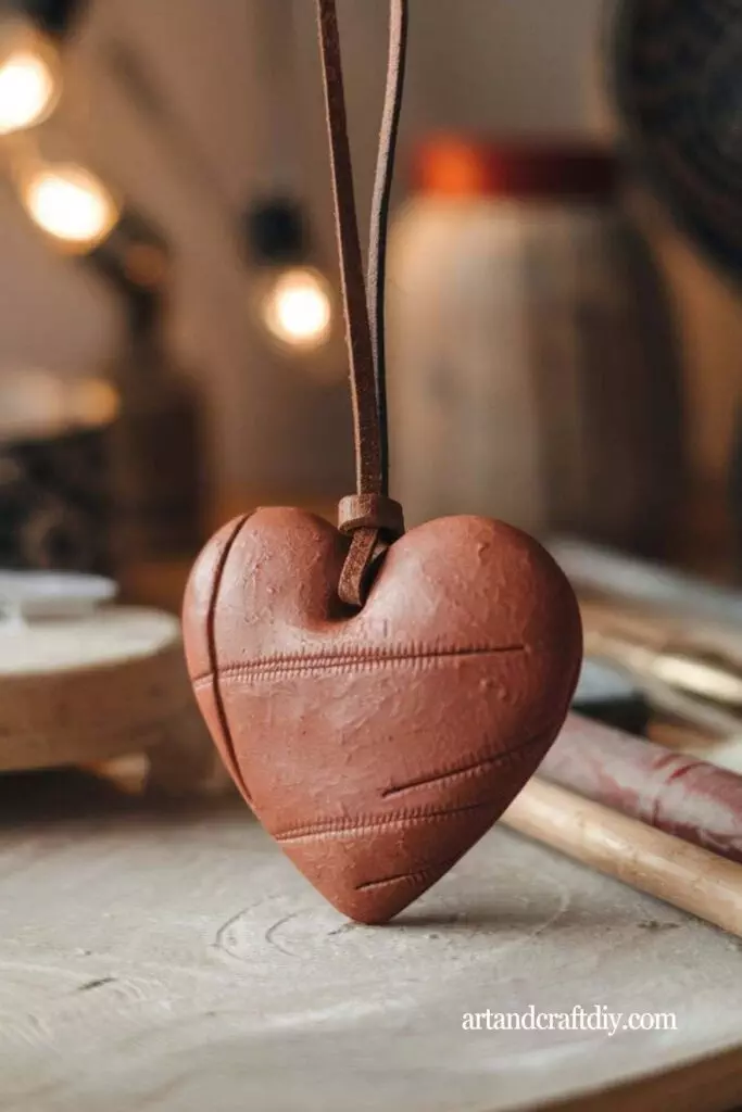 Heart-Shaped Clay Pendant