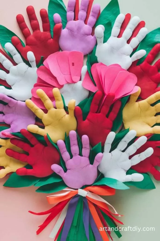 Handprint Valentine's Day Flowers