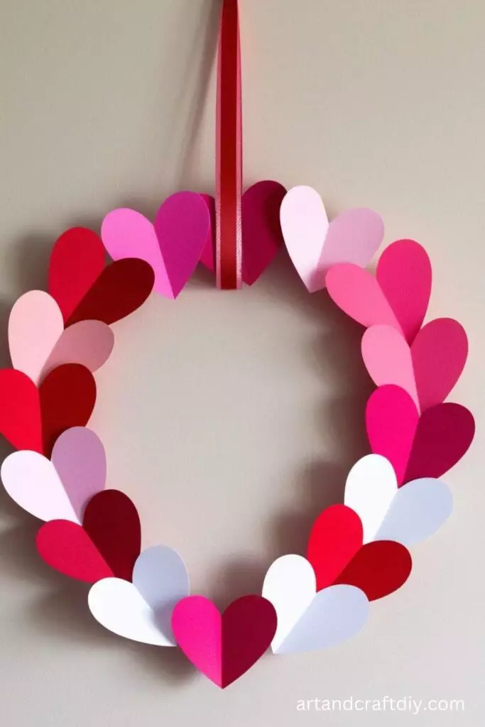 Paper Heart Wreath Art