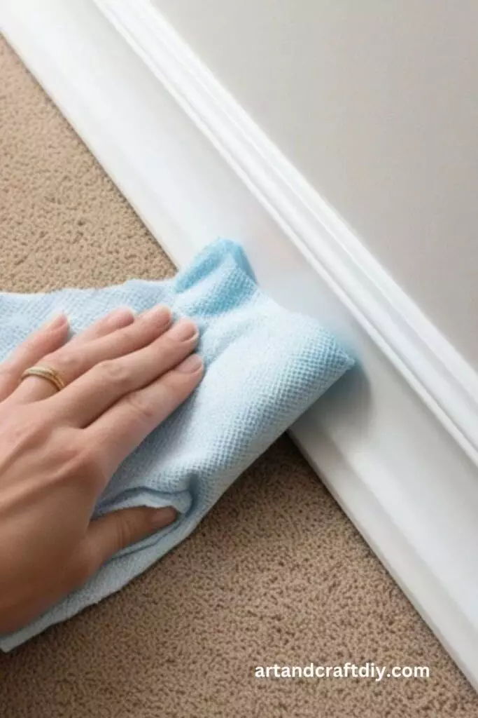 Cleaning Baseboards with Dryer Sheets