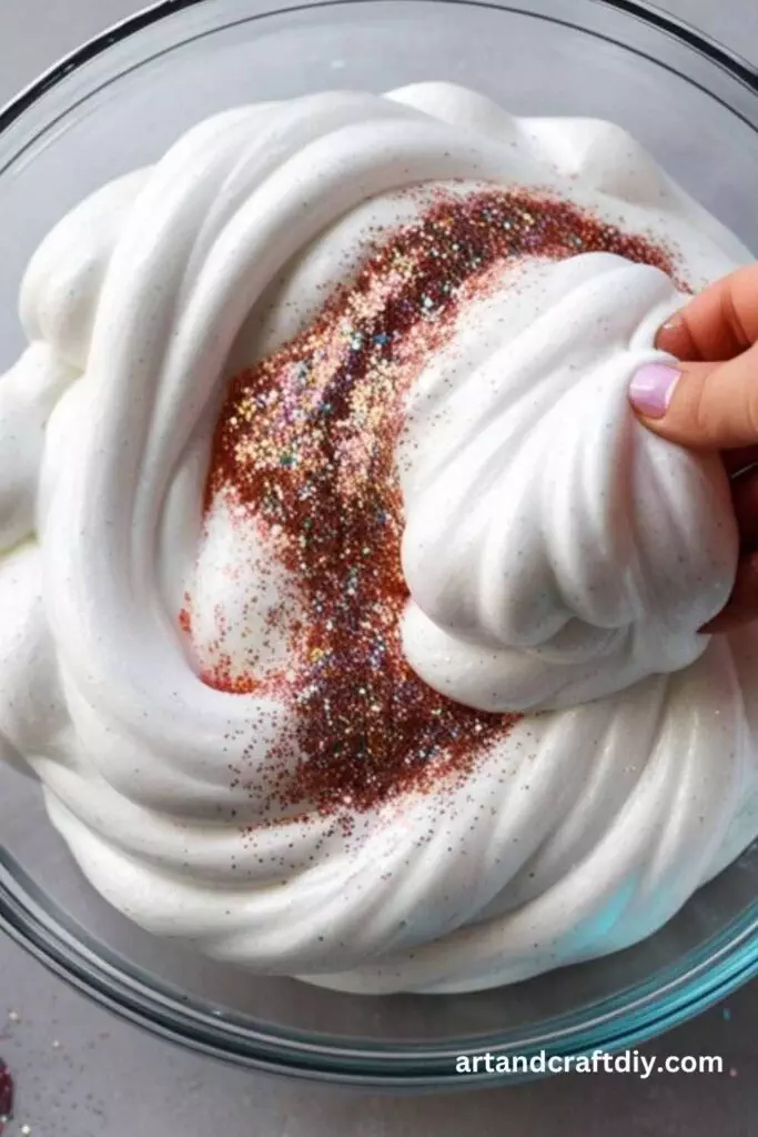 Shaving Cream Slime with Glitter