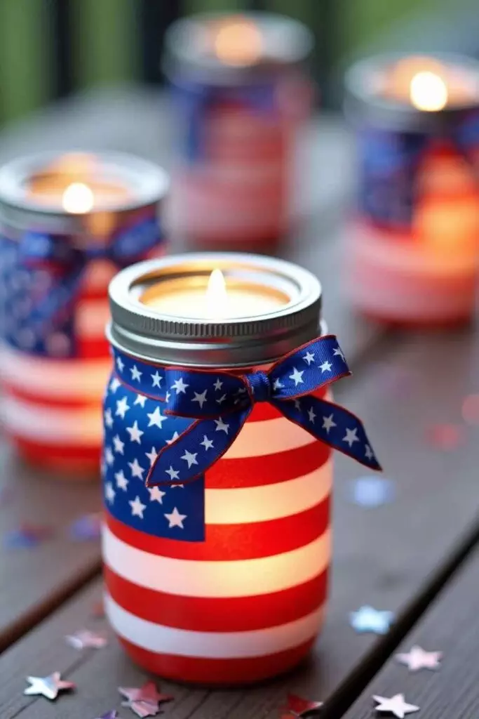Patriotic Mason Jar Lanterns