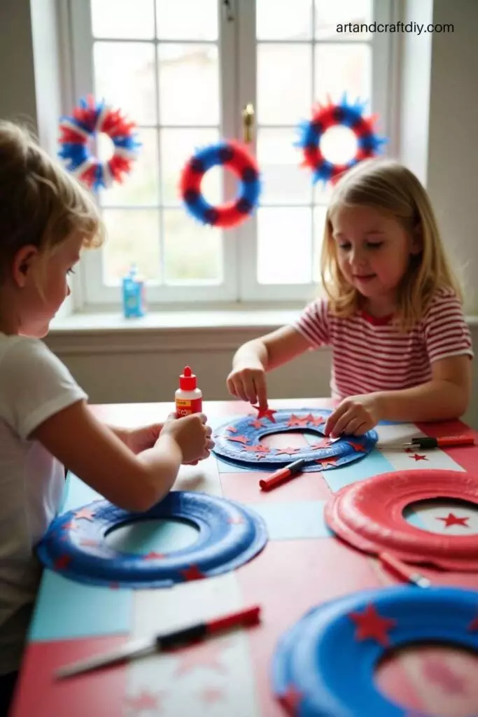 Patriotic Paper Plate Wreath