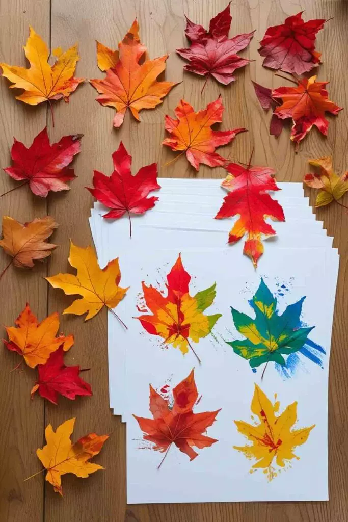 Leaf Stamping with Paint