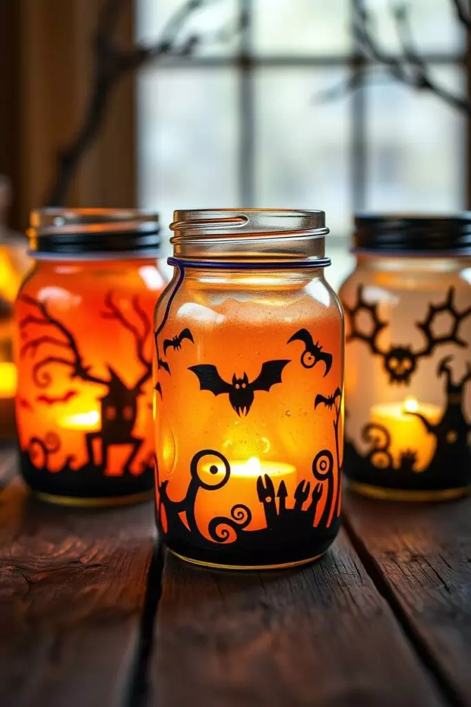 Spooky Mason Jar Lanterns