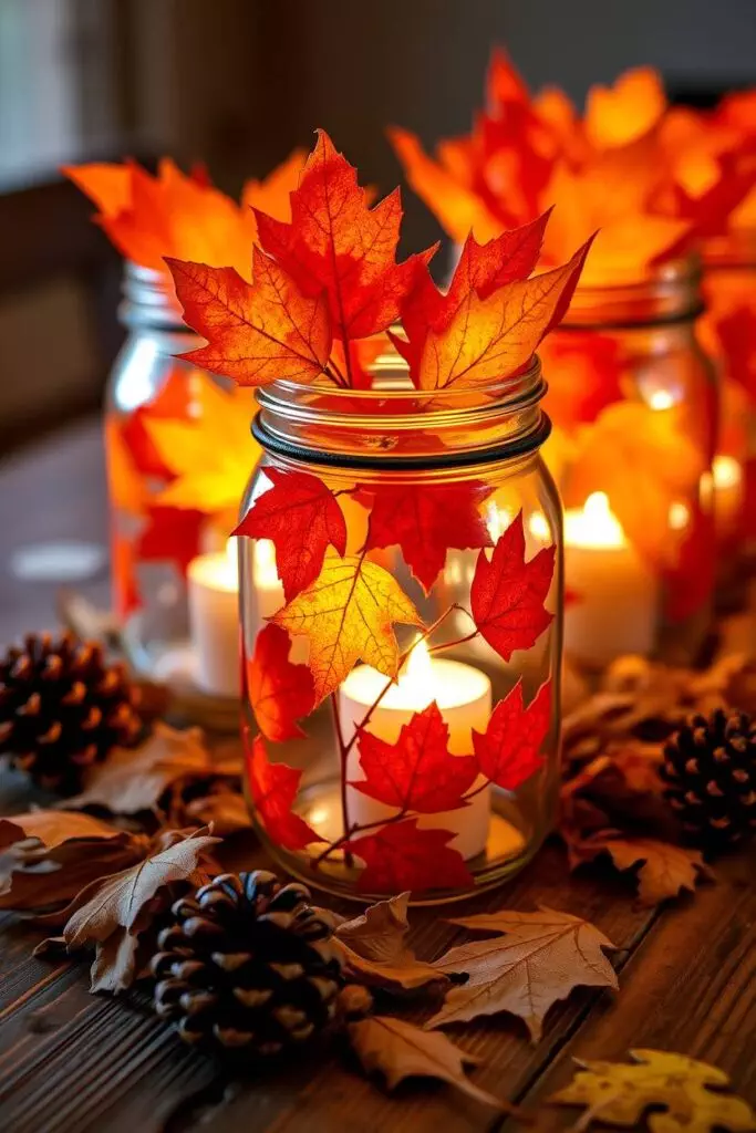 Autumn Leaf Mason Jars
