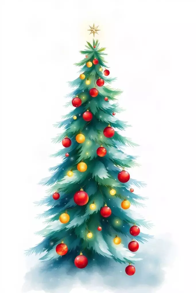Watercolor Christmas Tree